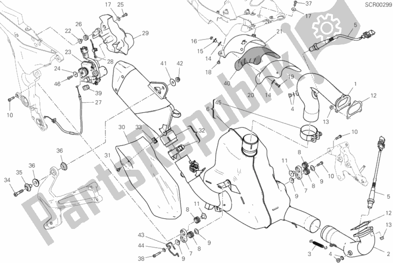 All parts for the Exhaust System of the Ducati Multistrada 950 Thailand 2019